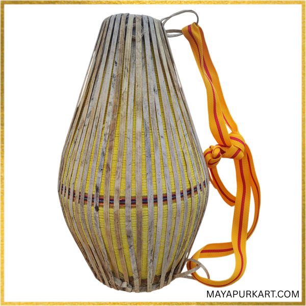 Iskcon Mayapur Balaram Clay Mridanga & Khol, Iskcon Mayapur Balaram Clay Mridanga Standard Size 23 Inch 32 Step With Belt, Color- Yellow