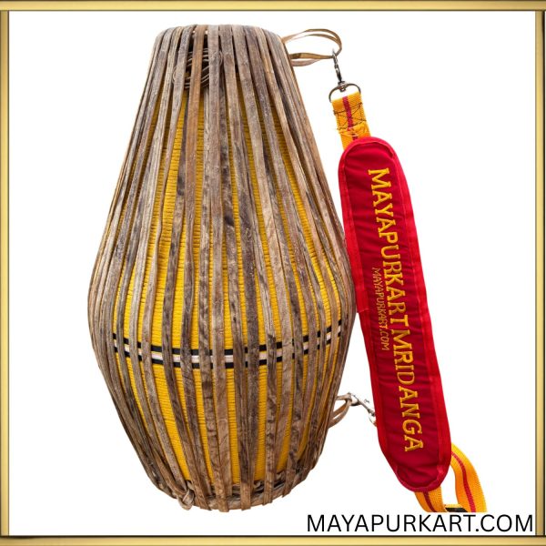 MAYAPURKART.COM | Premium Quality Ganesh's Speacial Clay Mridanga & Khol with padded Belt and Mridanga Cover. ( Standard SIze - 24 Inch, Colour - Yellow